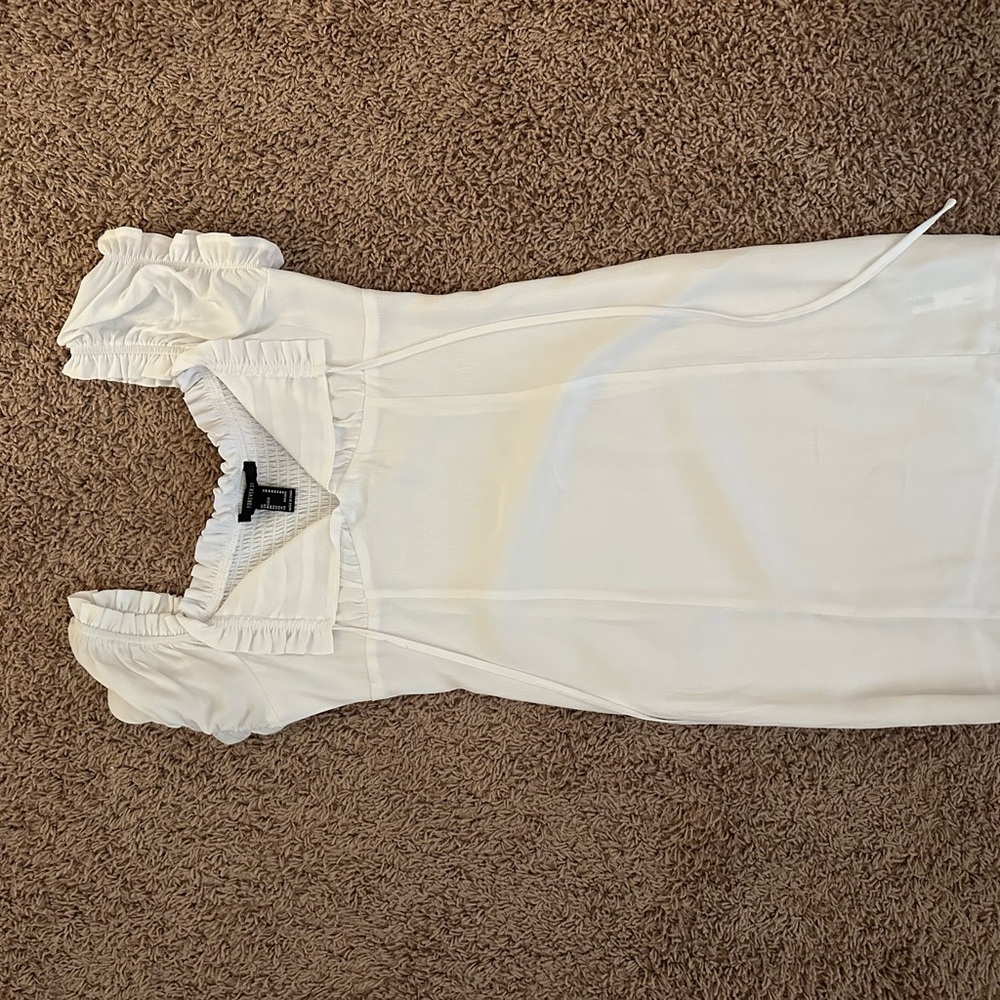 Forever 21 White Ruffle Trim Top